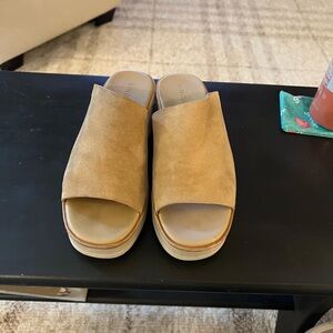Vince Tan Suede Slide Sandals